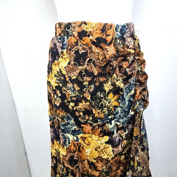 VTG Women's Black Brown Whimsigoth Floral Tiered Maxi Pull on Skirt Y2K 90s - Picture 2 of 10